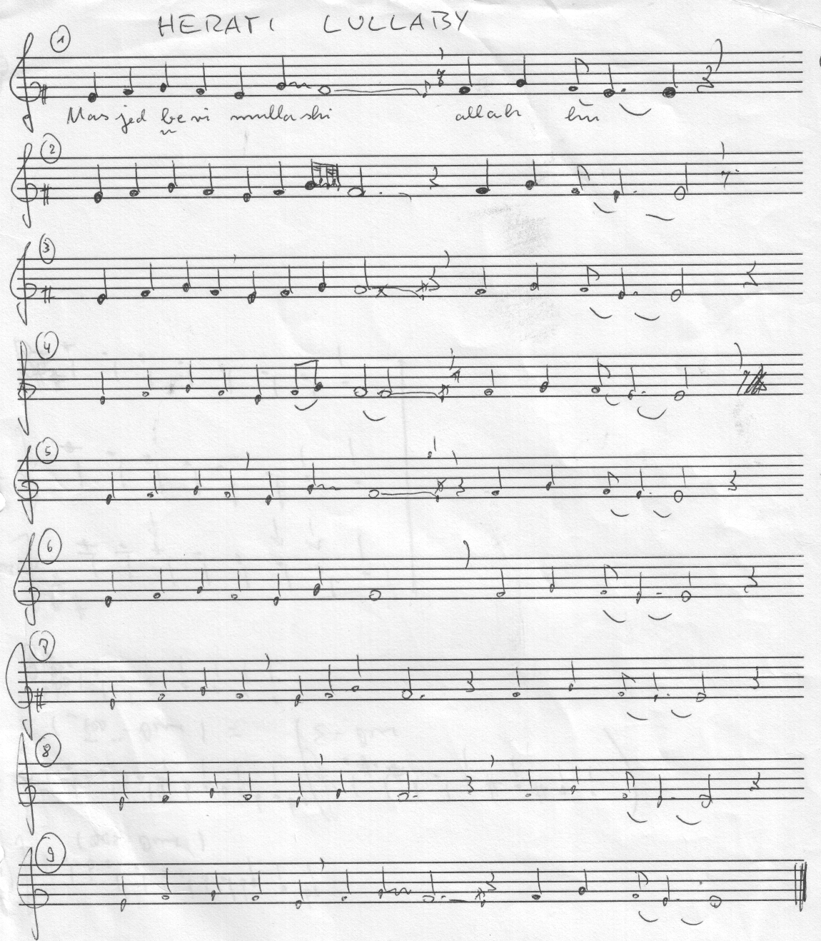 Herat Lullaby (Afghanistan), Transkription Jan Reichow